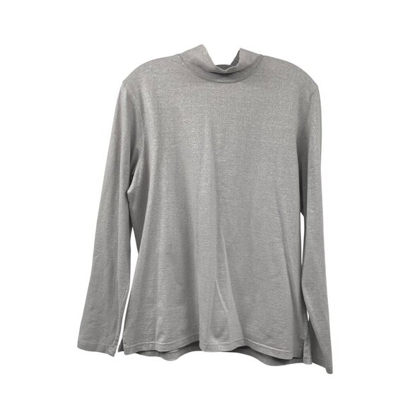 Talbots Tops - Talbots Vintage Womens Mock Neck Top Beige/Silver Shimmer Size Large